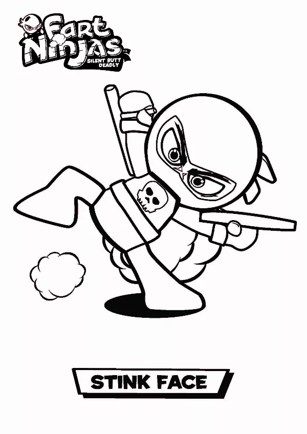 Fart Ninjas Stink Face Colouring Sheet